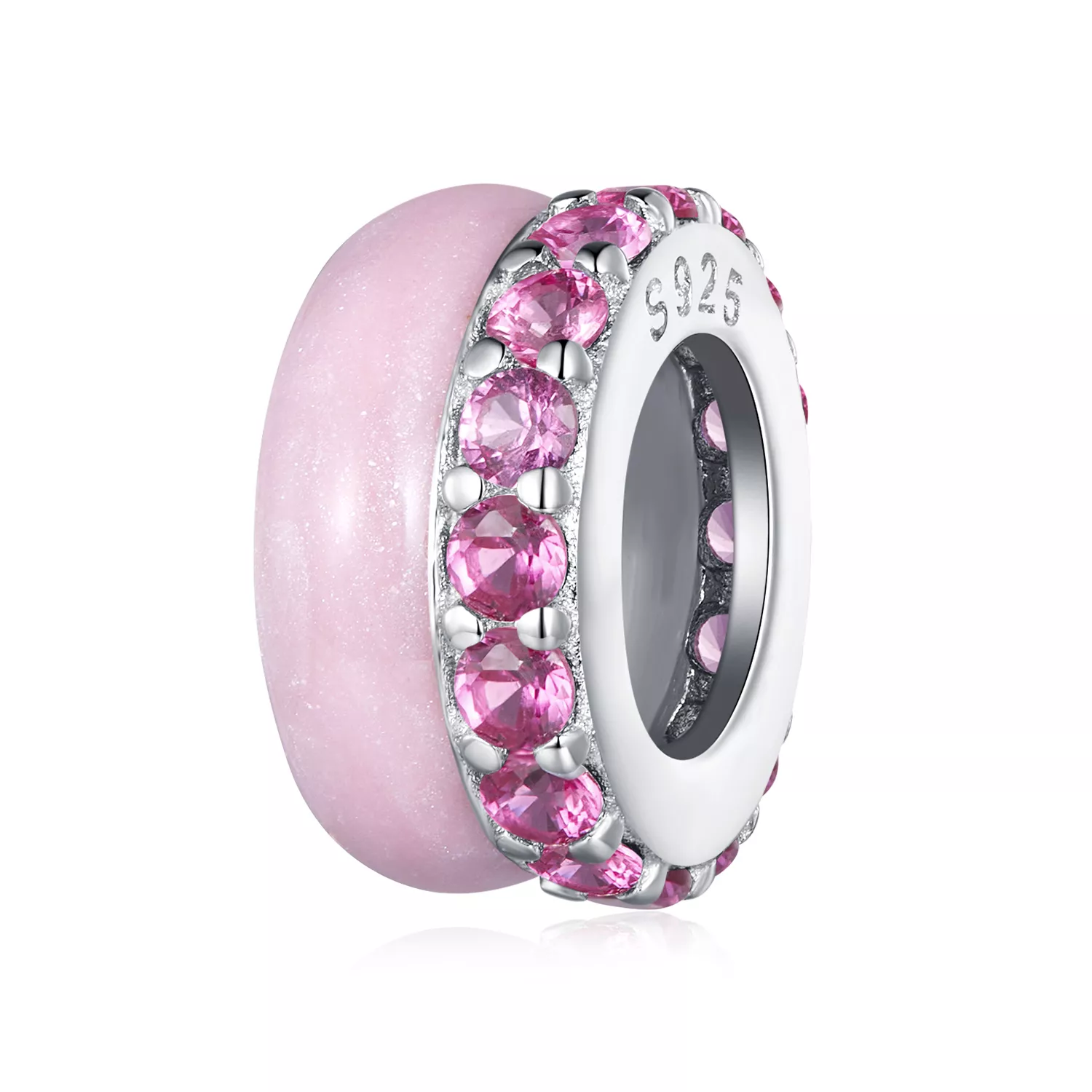 pandora stijl roze dubbele laag silicone spacer bsc883 pk