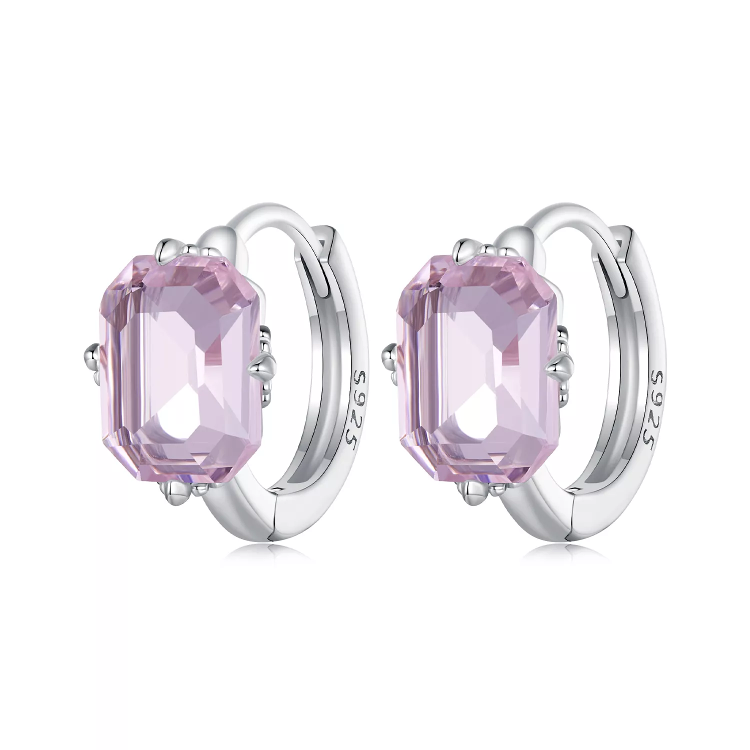 pandora stijl roze edelsteen hoepeloorbellen bse889