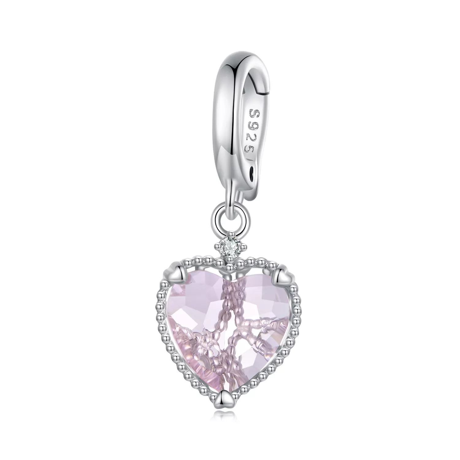 pandora stijl roze hart hangend scc2594