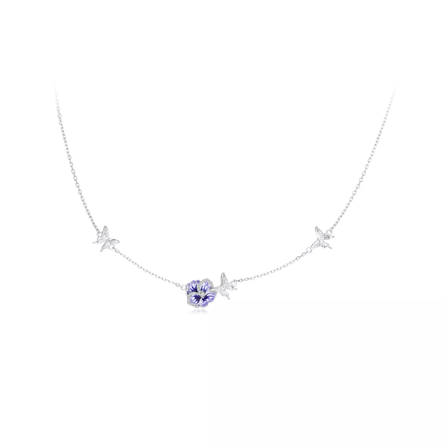 pandora stijl viooltjes stretch ketting bsn336