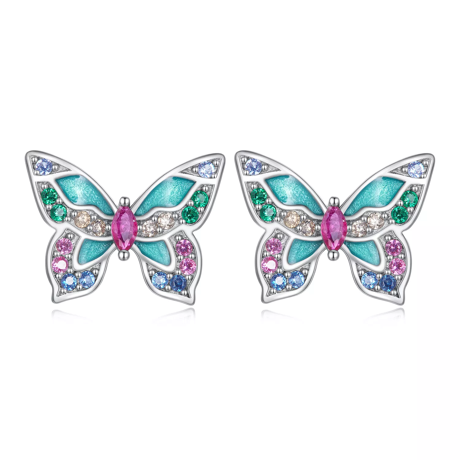 pandora stijl vlinder oorbellen met studs bse807