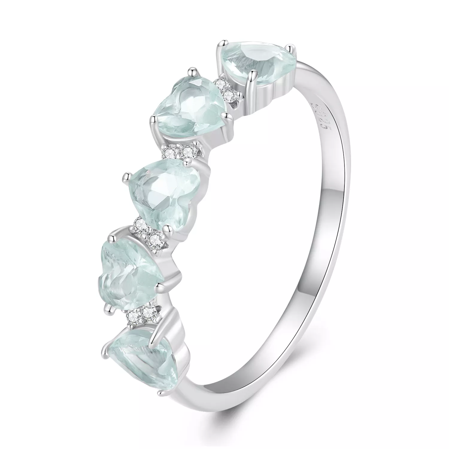 pandora stijl zeeblauwe hart ring bsr406