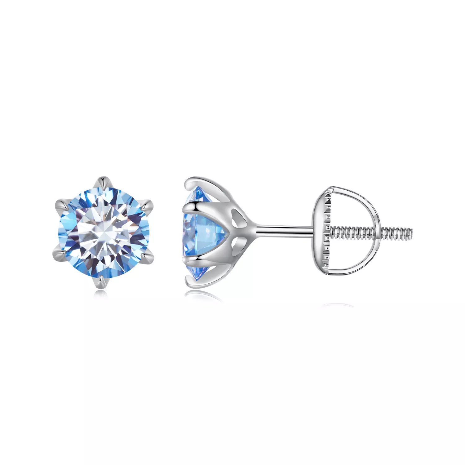 pandora stijl aquamarijn moissanite studs oorbellen mse025 llb