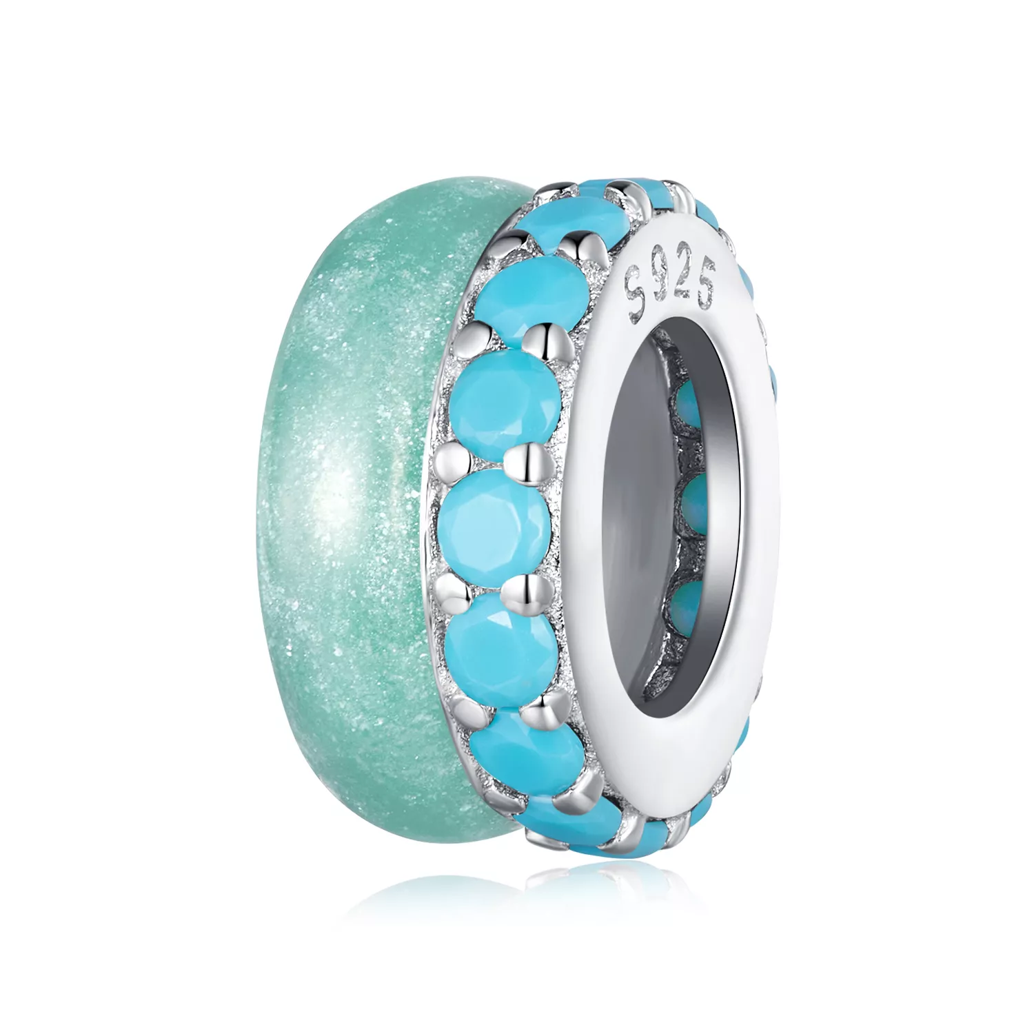 pandora stijl blauwe dubbele laag siliconen spacer bsc883 tq