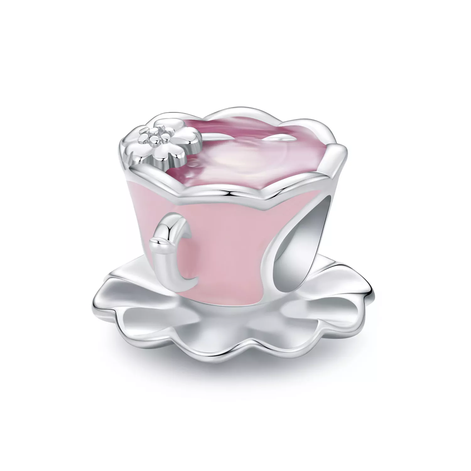 pandora stijl bloem theekop bedel scc2563