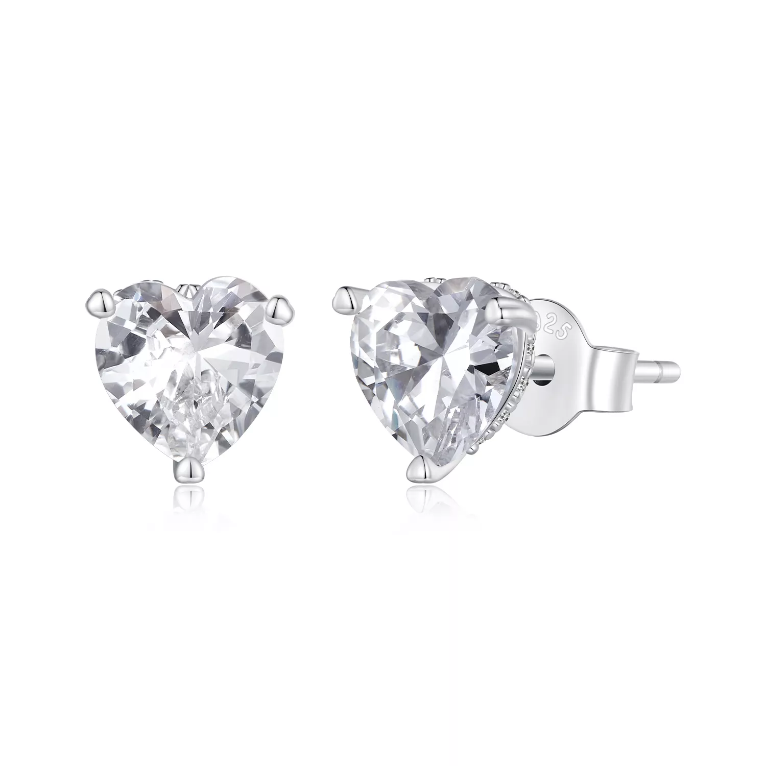 pandora stijl fonkelende hart studs oorbellen bse853