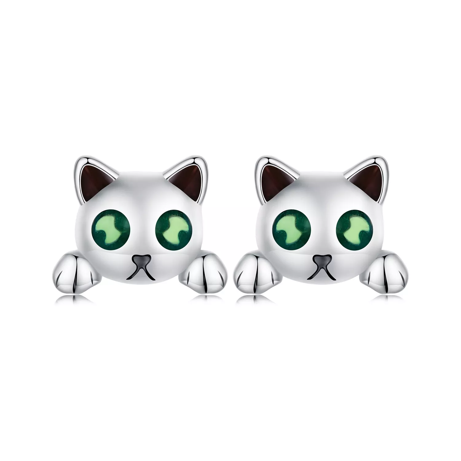 pandora stijl glow in the dark studs oorbellen met kattenmotief sce1643