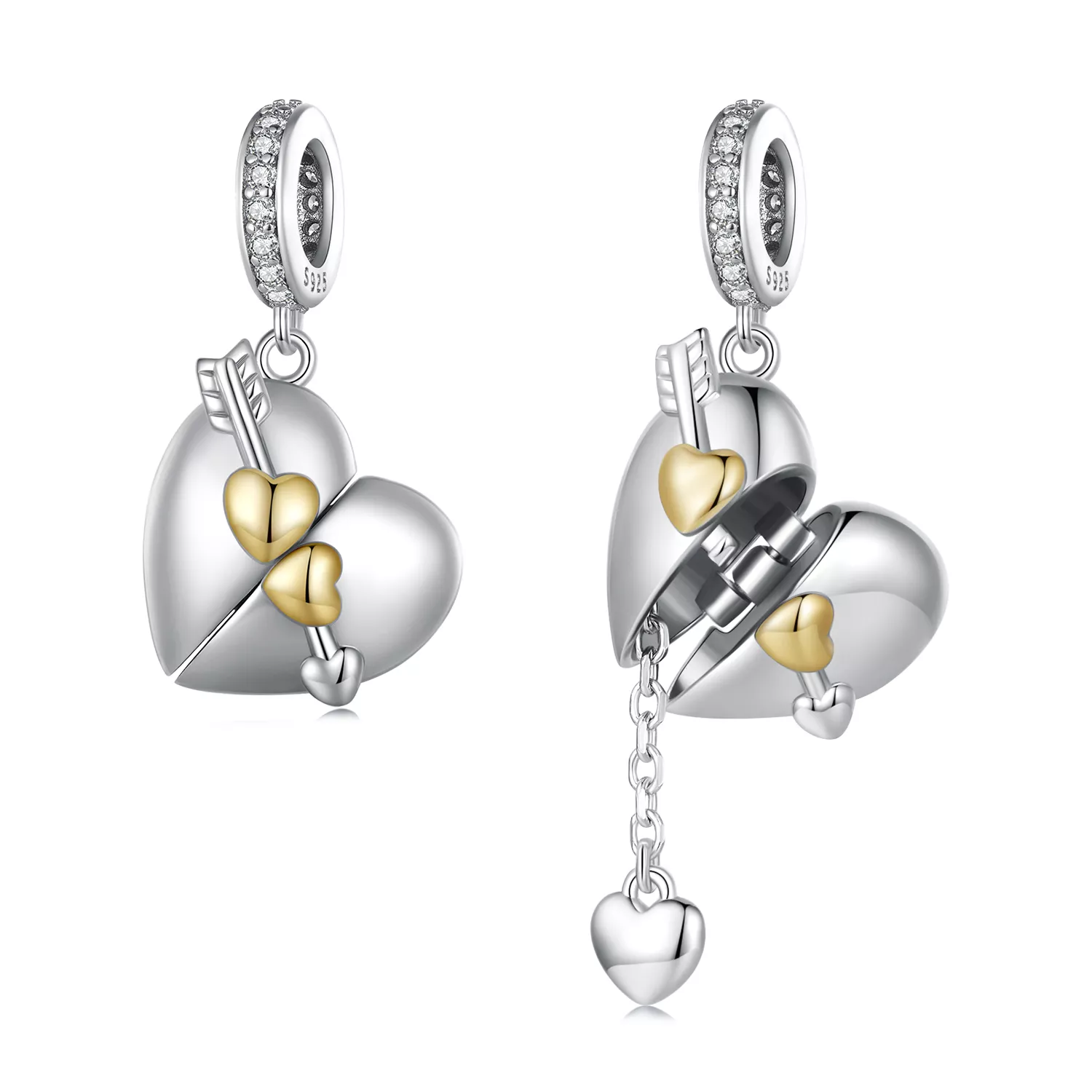 pandora stijl hartvormige openable dangle bsc804
