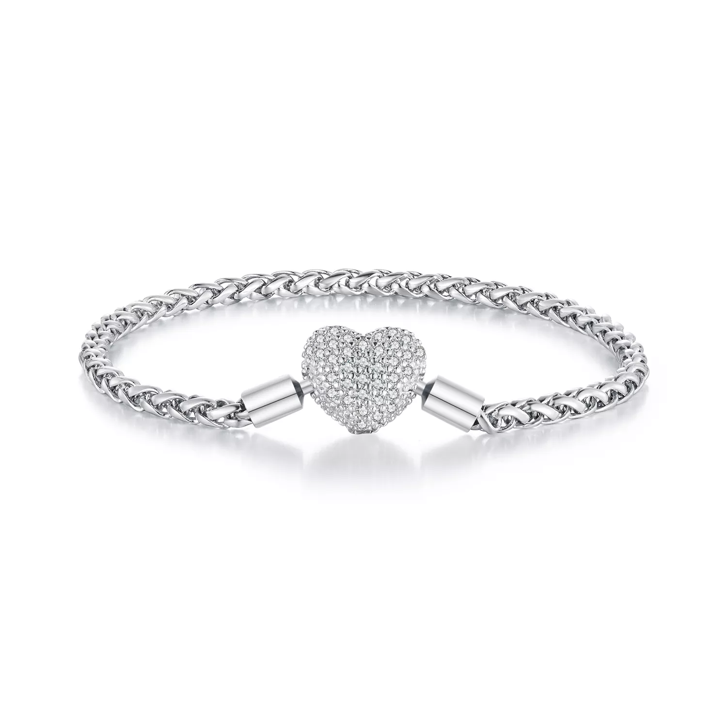 pandora stijl hartvormige sprankelende ketting armband bsb133