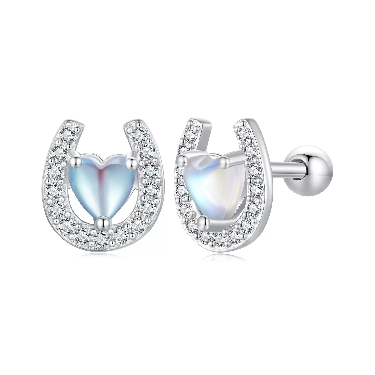 pandora stijl hoefijzer ronde oorpluggen studs oorbellen sce1612