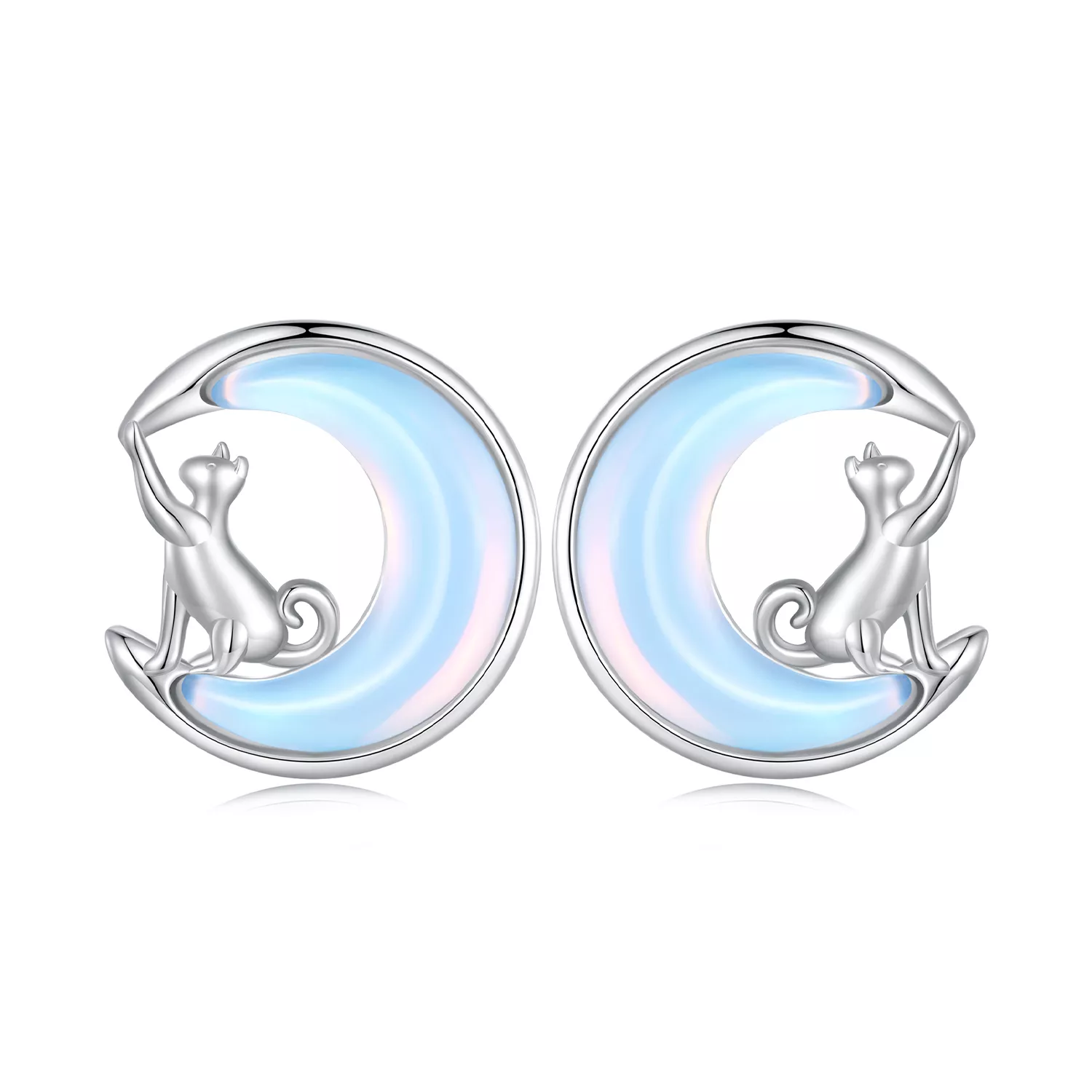 pandora stijl maan kat studs oorbellen bse913