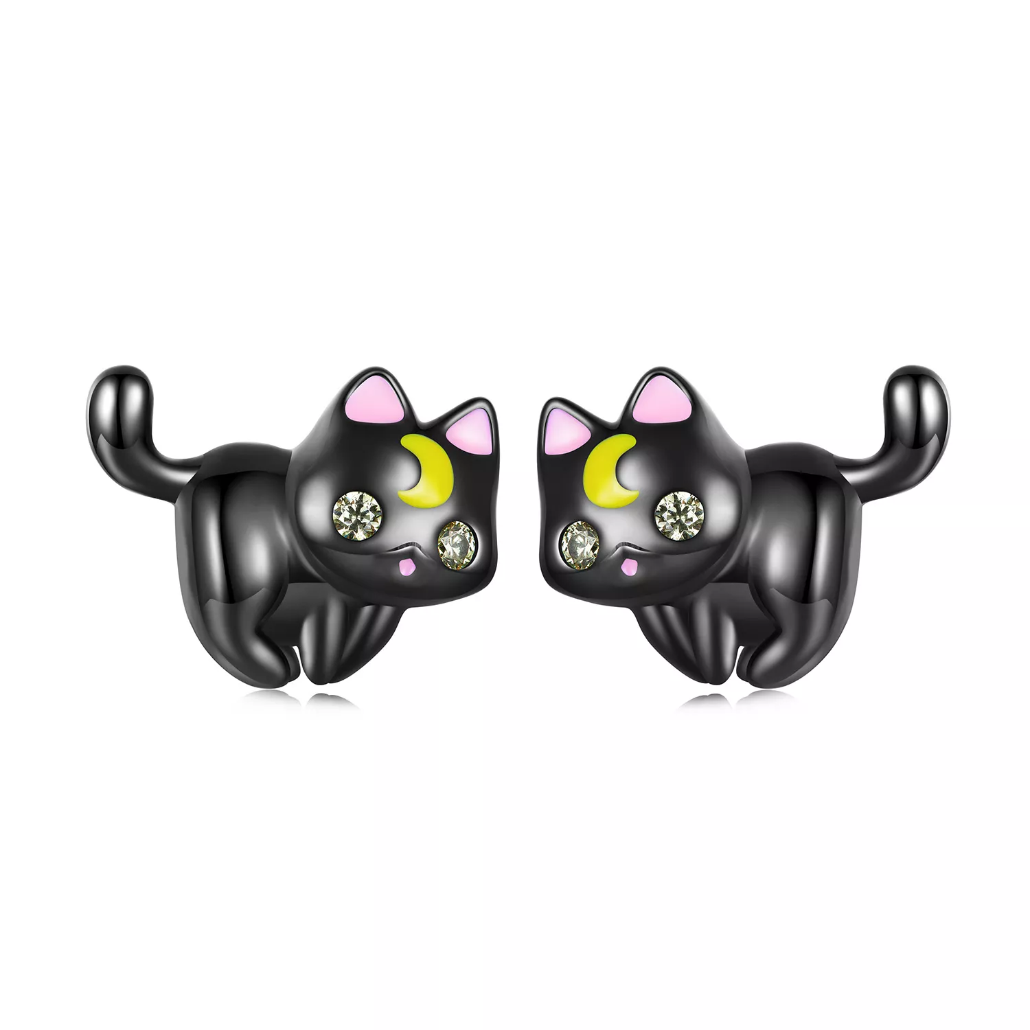 pandora stijl maan kitten studs oorbellen sce1584