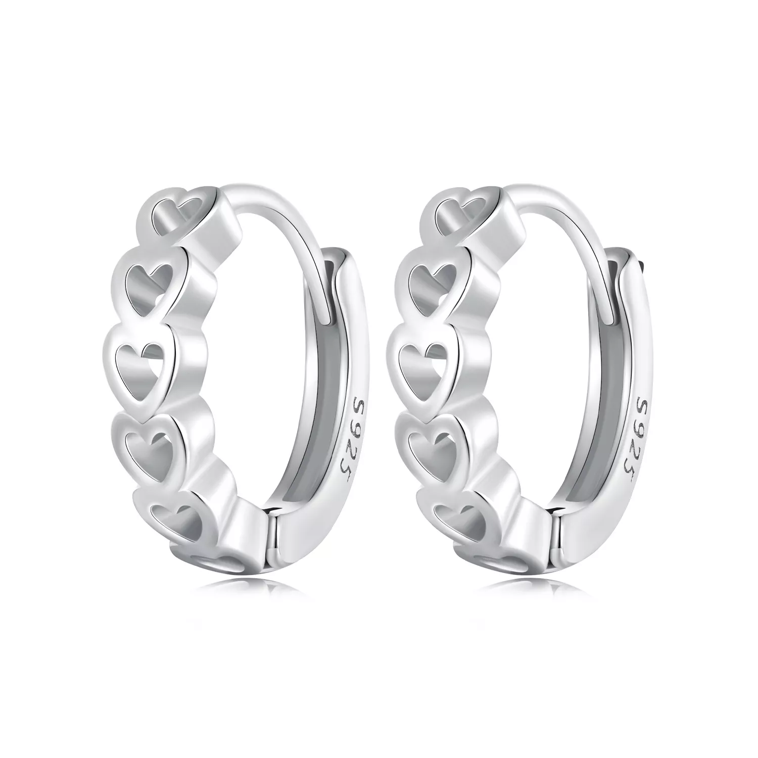 pandora stijl oorbellen met hartvormige hoepel bse880
