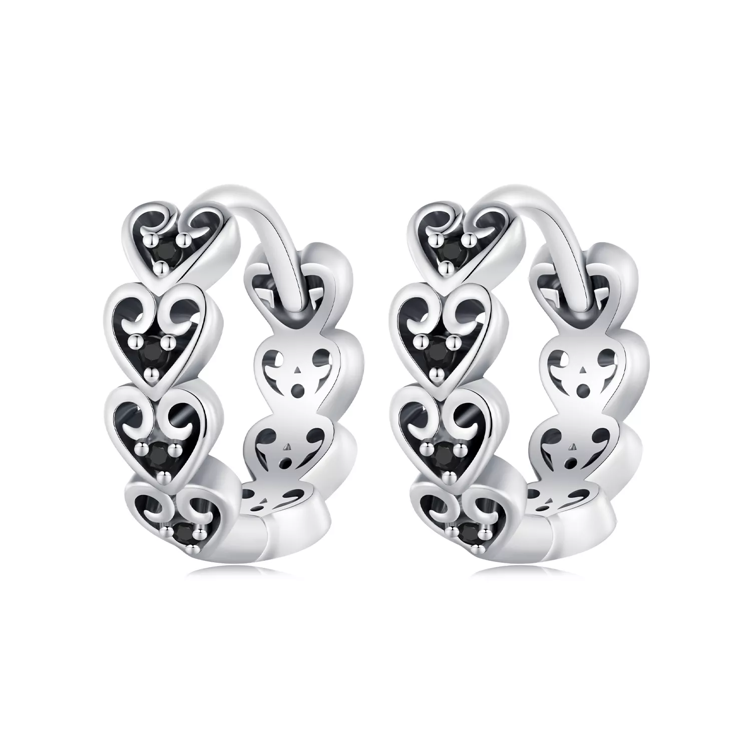 pandora stijl oorbellen met hartvormige hoepels sce1613