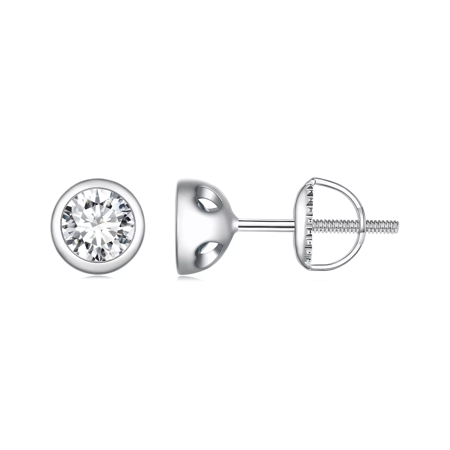 pandora stijl oorringen met bezel gezette moissanite studs mse026