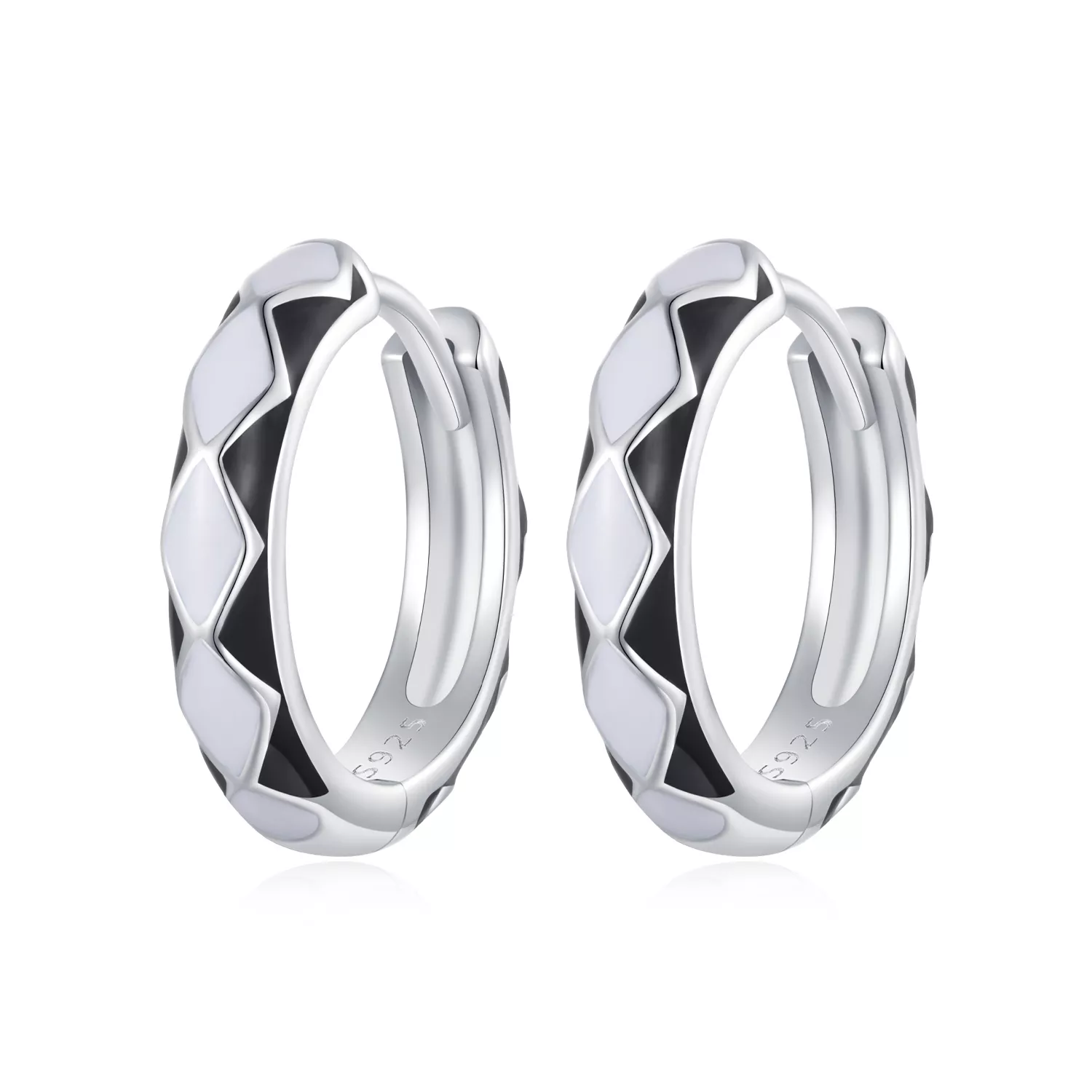 pandora stijl oorringen met een diamantvormig patroon sce1611 bk