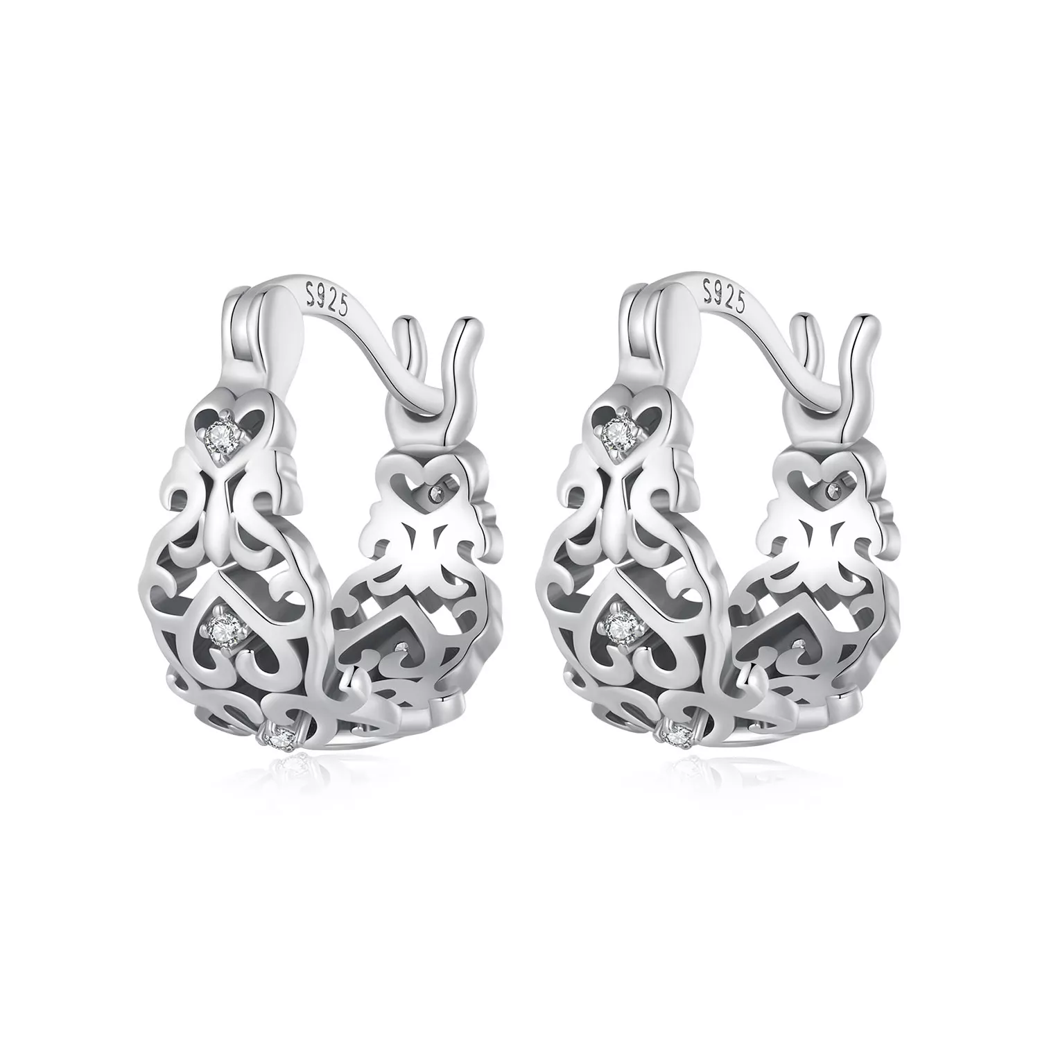 pandora stijl retro patroon hoepeloorbellen sce1650