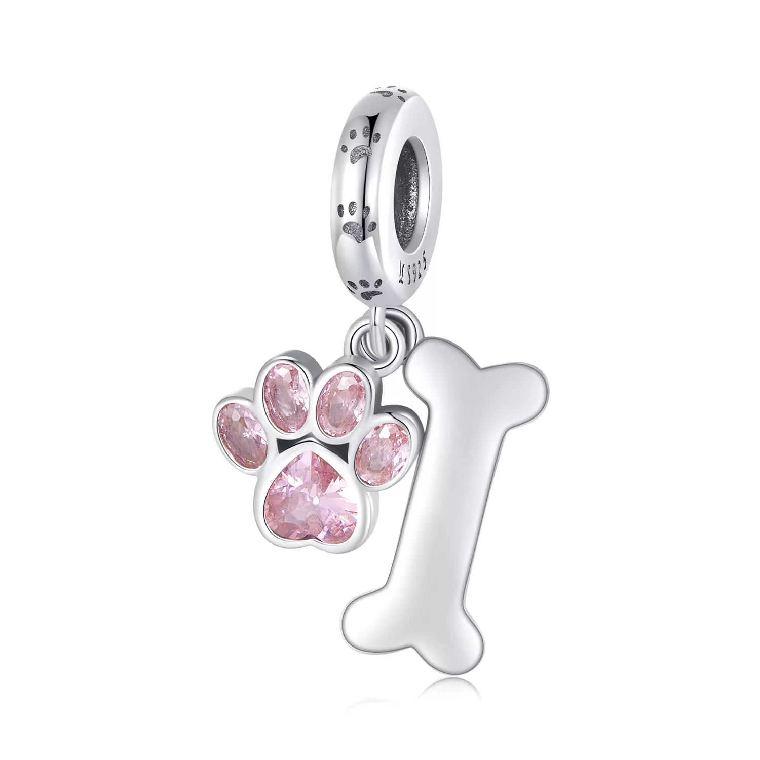 pandora stijl roze hondenpoot bot hanger scc2127 pk