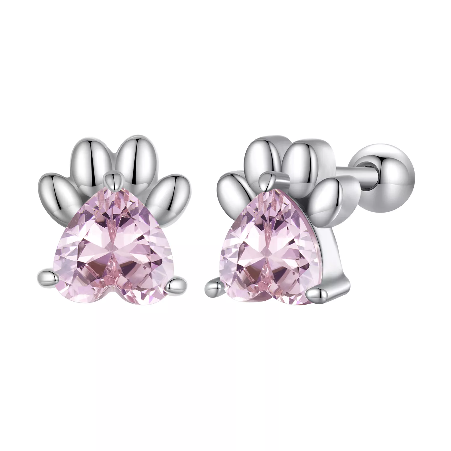 pandora stijl roze hondenpootjes oorstekers sce1574