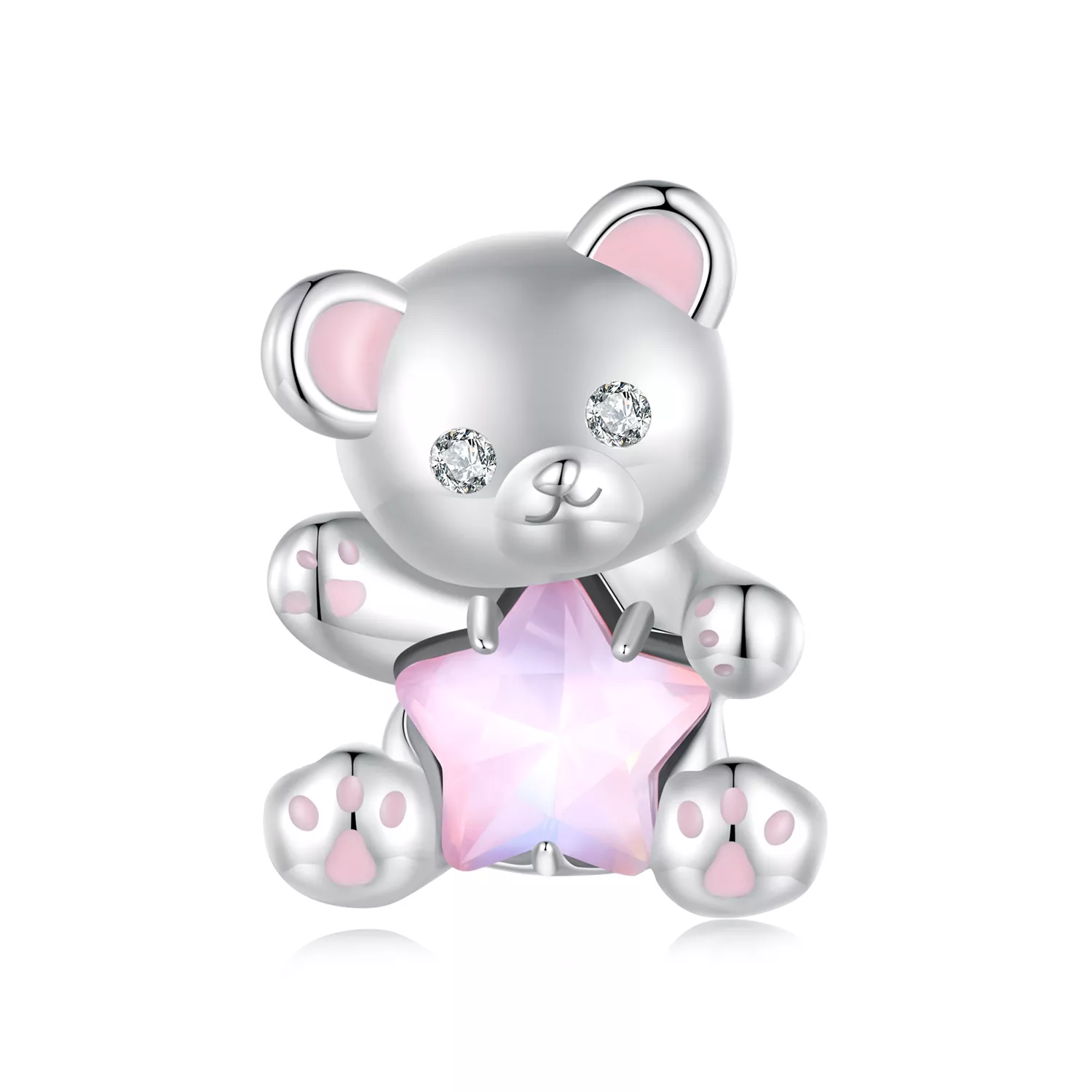 pandora stijl roze sterbeer bedel scc2638