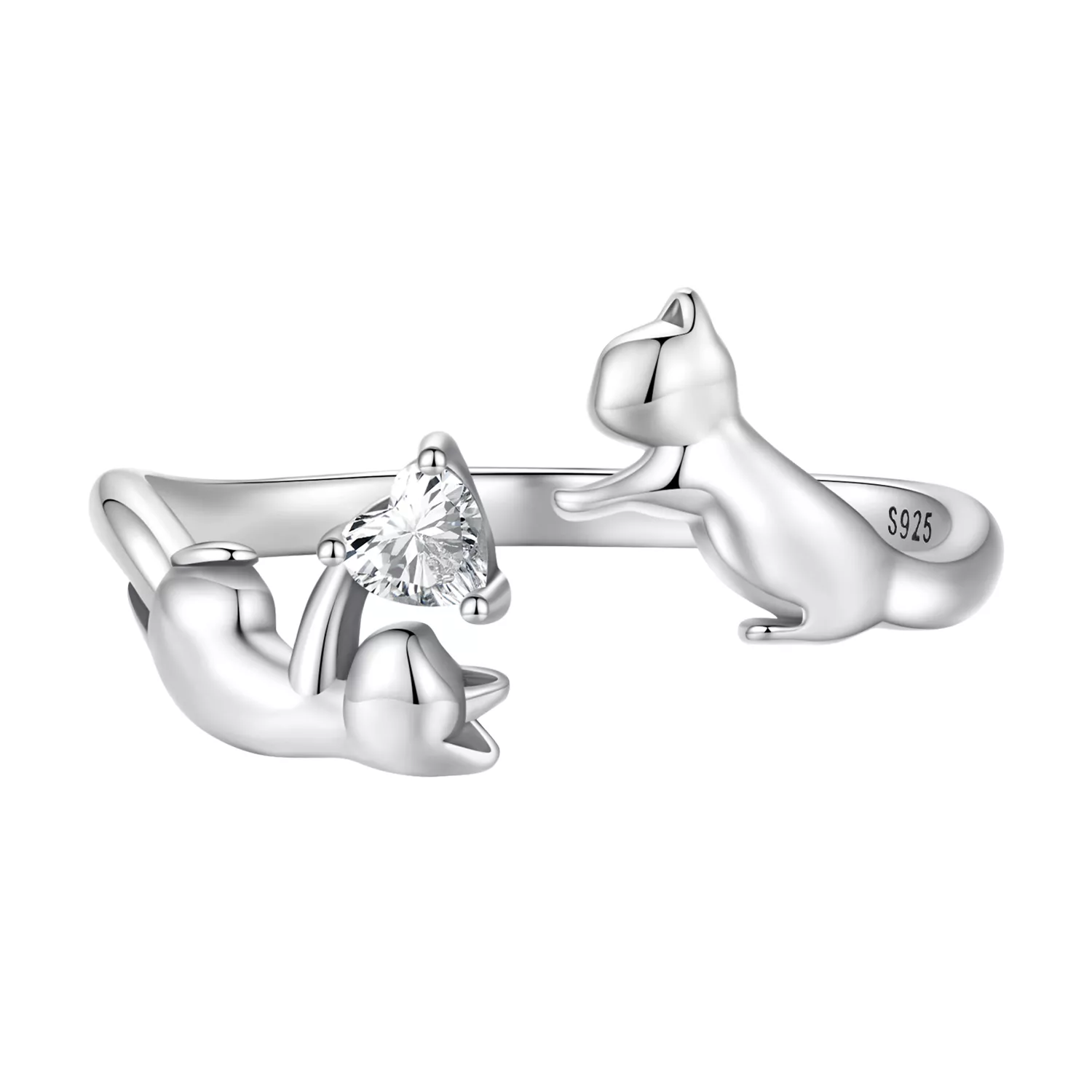 pandora stijl spelend met katten open ring scr916