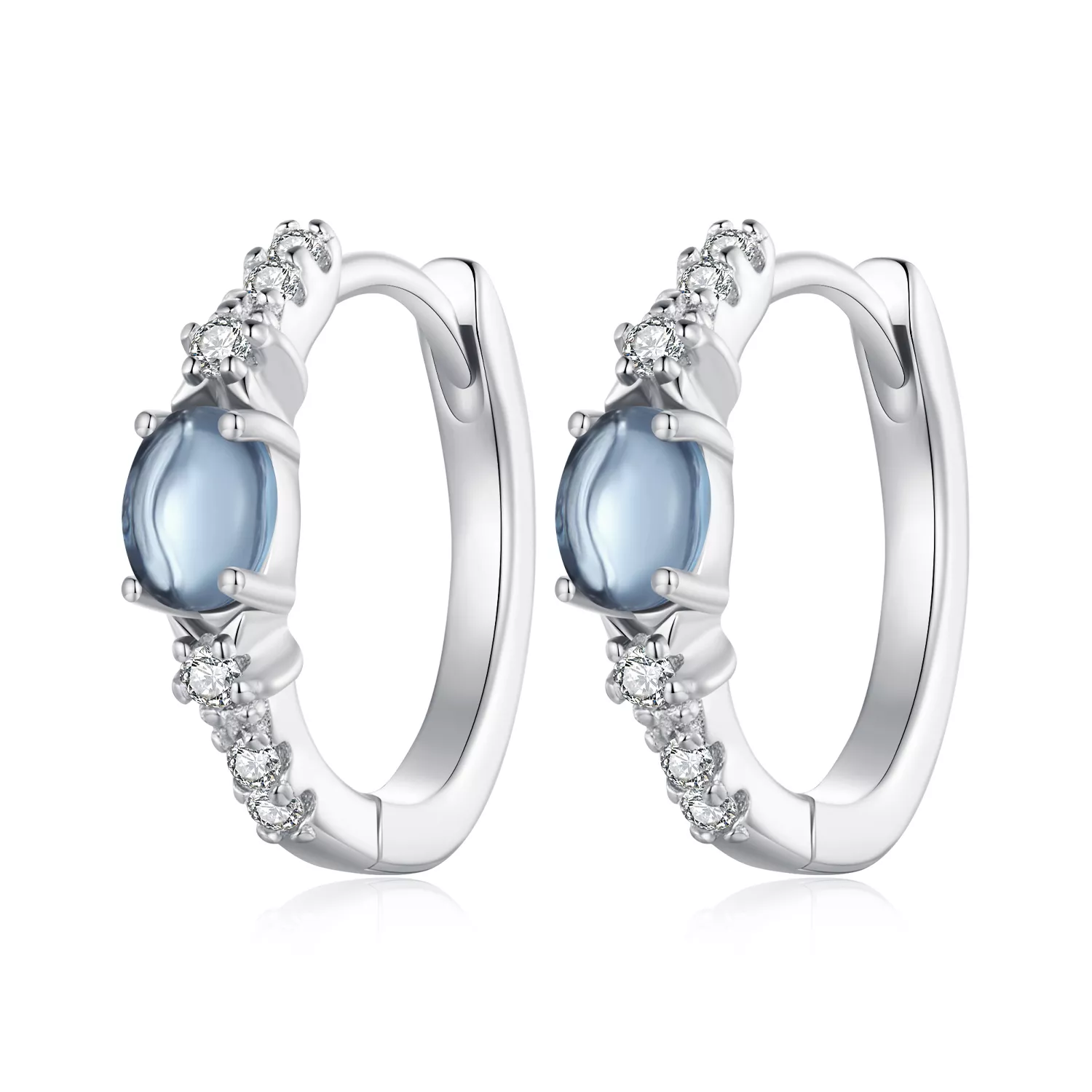 pandora stijl ster blauwe glazen hoepel oorbellen bse859