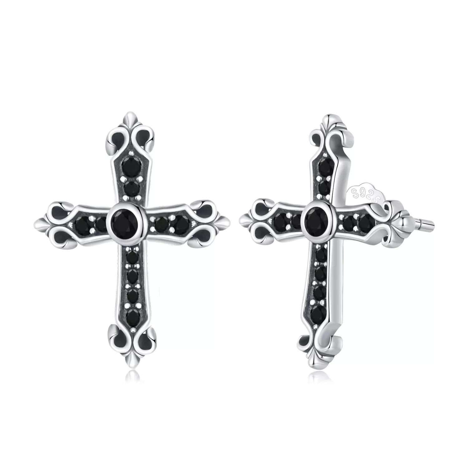 pandora stijl vintage kruis studs oorbellen sce1655