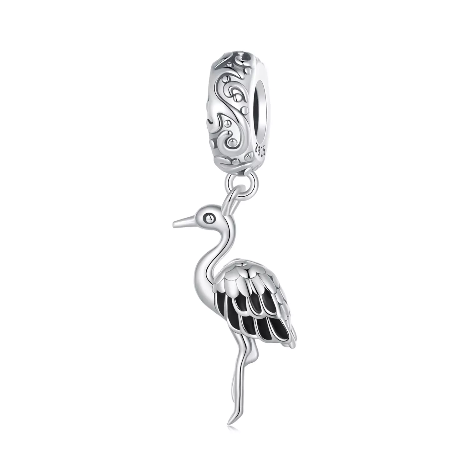 pandora stijl witte ooievaar hanger scc2635