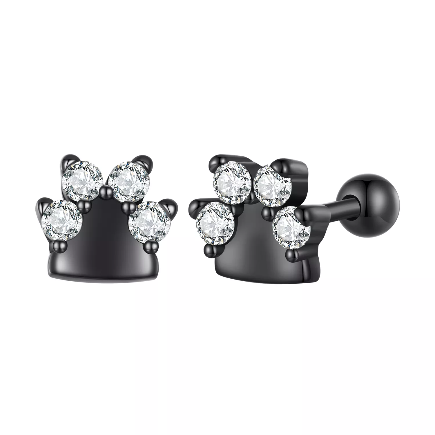 pandora stijl zwarte hondenpootjes studs oorbellen sce1575