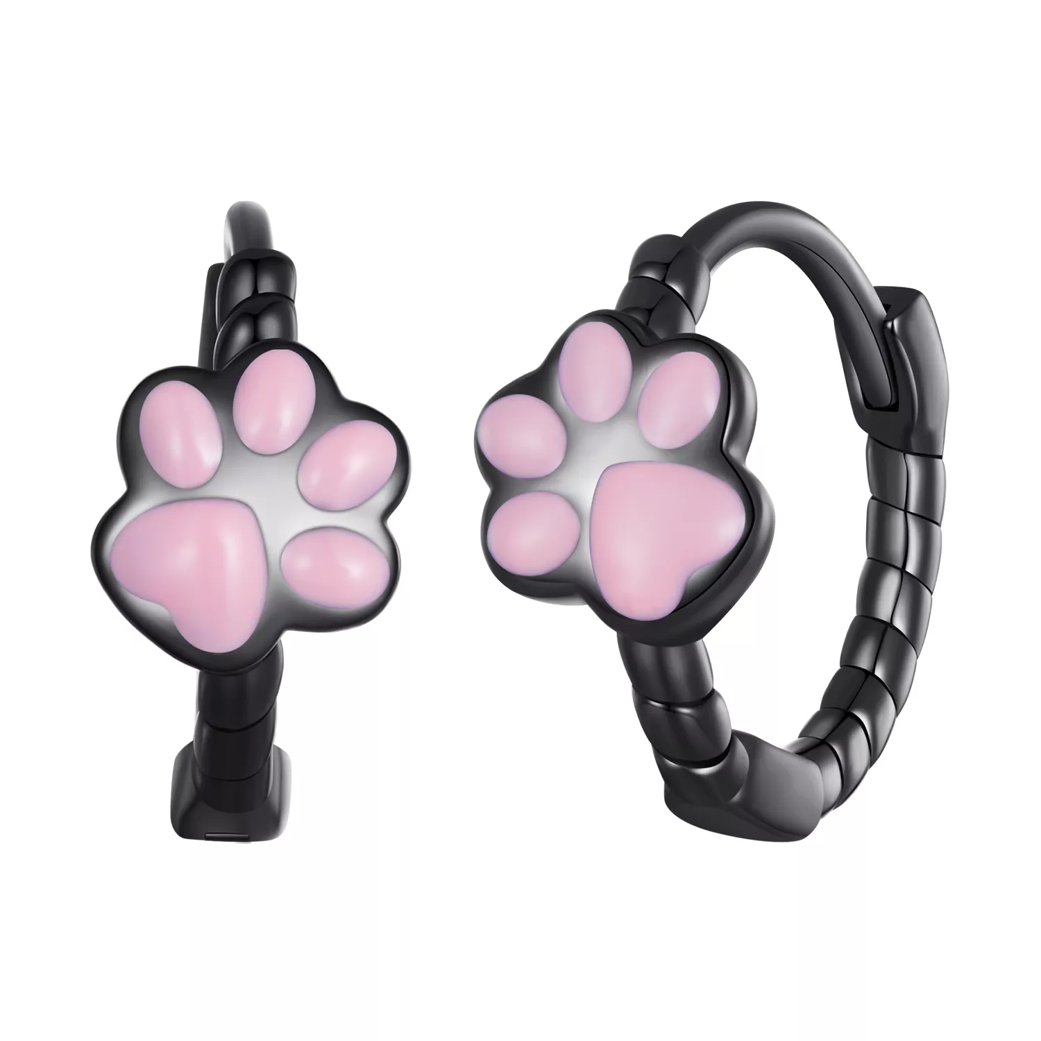 pandora stijl zwarte kattenklauw oorringen sce1576