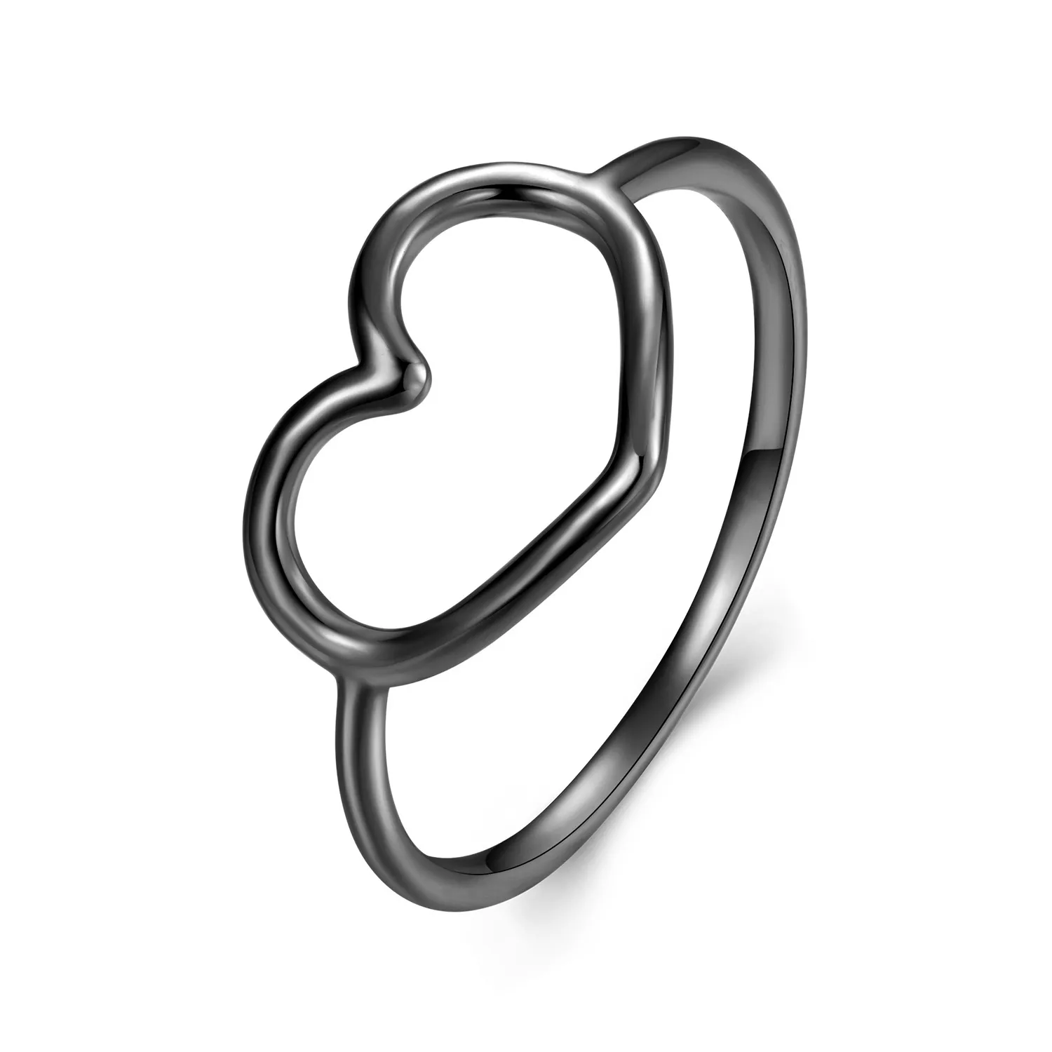 pandora stijl zwarte ring in de vorm van een hart scr641 d