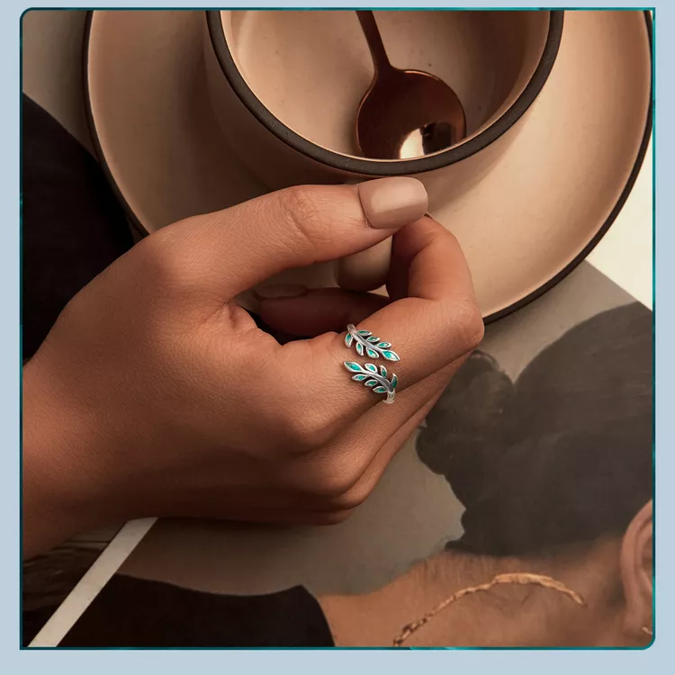 (afbeelding voor) PANDORA Stijl Blad Open Ring - BSR542-E - Bekijken 3