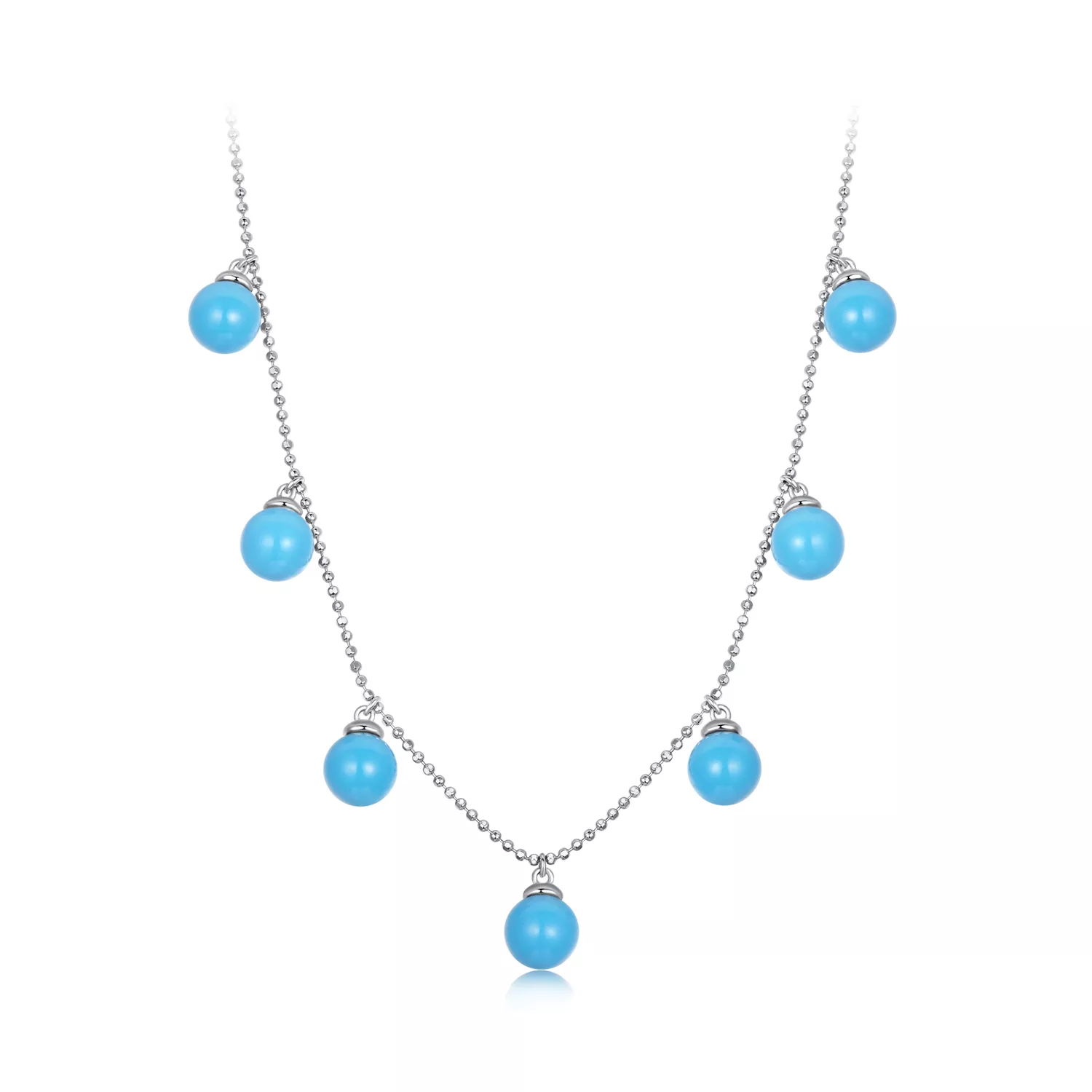 pandora stijl blauwe turquoise sleutelbeen ketting bsn405