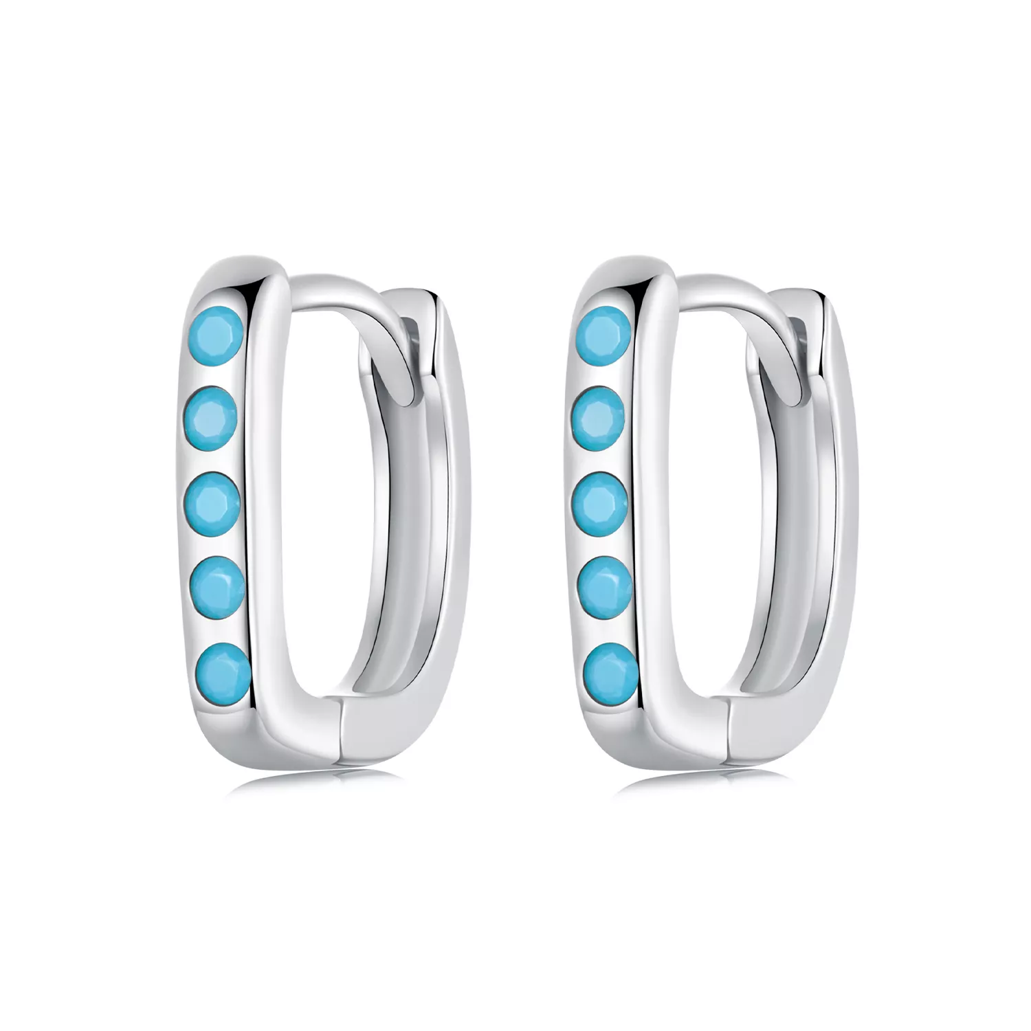 pandora stijl eenvoudige turquoise oorbellen bse1084 bu
