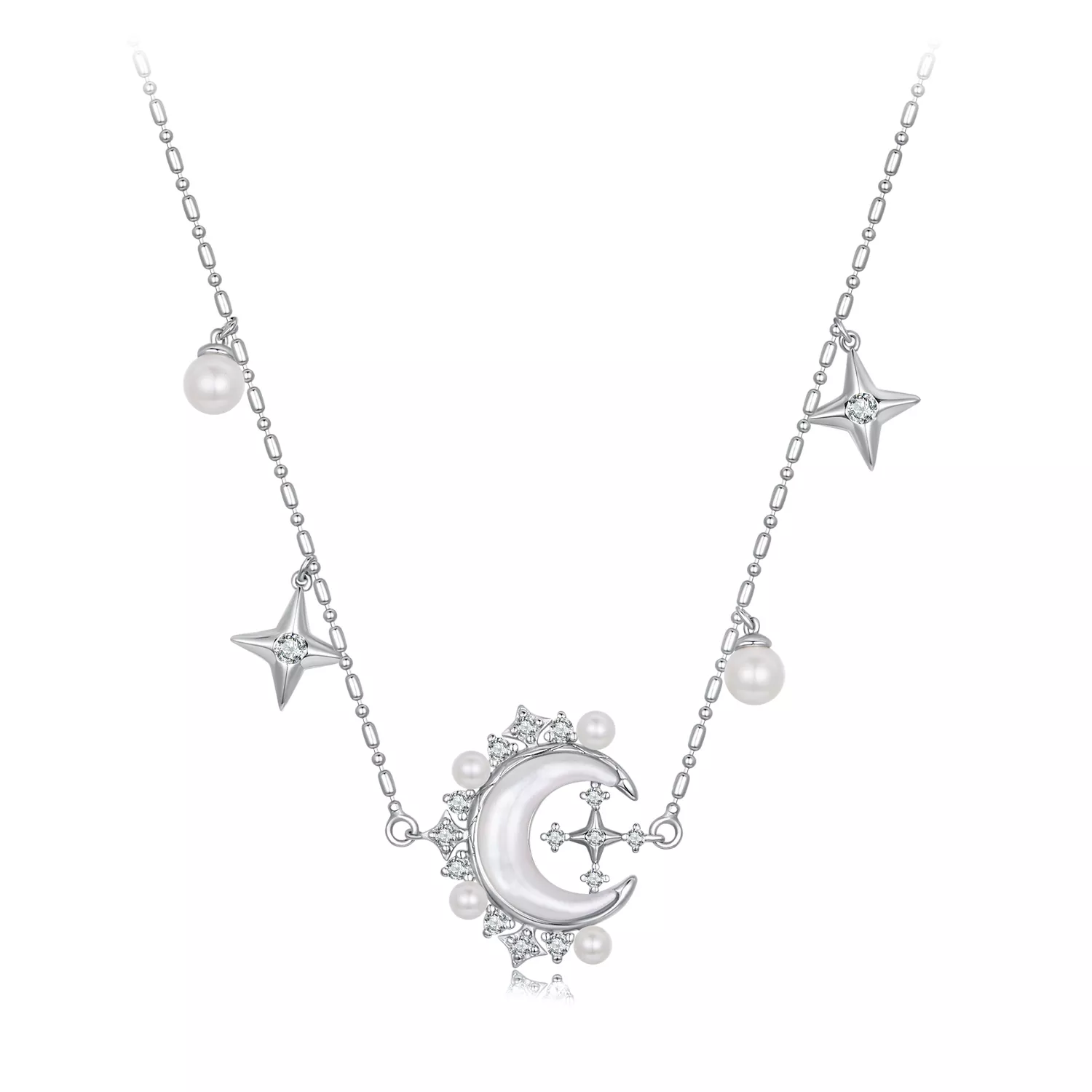 pandora stijl halve maan ketting yin115