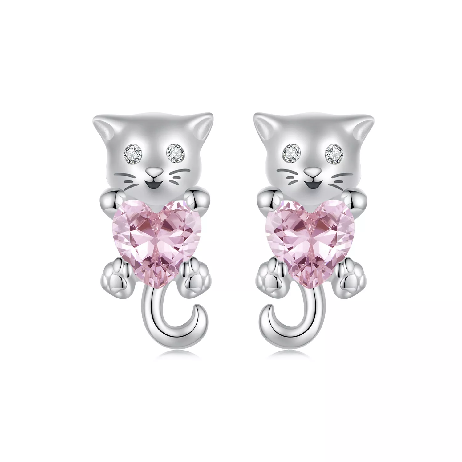 pandora stijl hart kat oorbellen sce1773