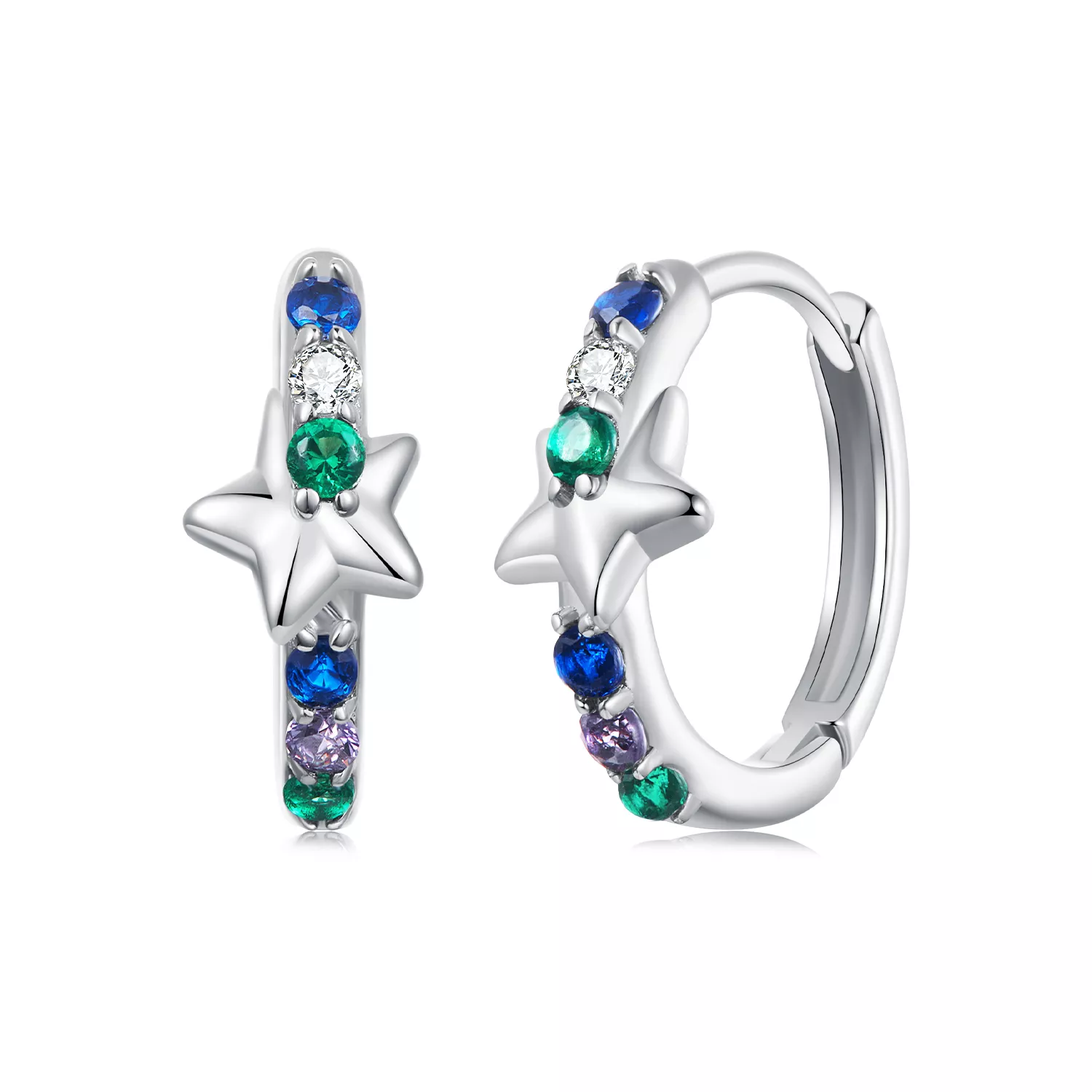 pandora stijl kleurrijke ster oorbellen bse1048