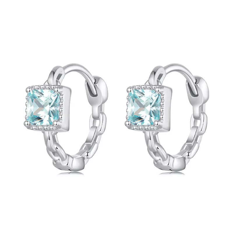 pandora stijl marineblauwe prinses vierkante oorbellen bse1100