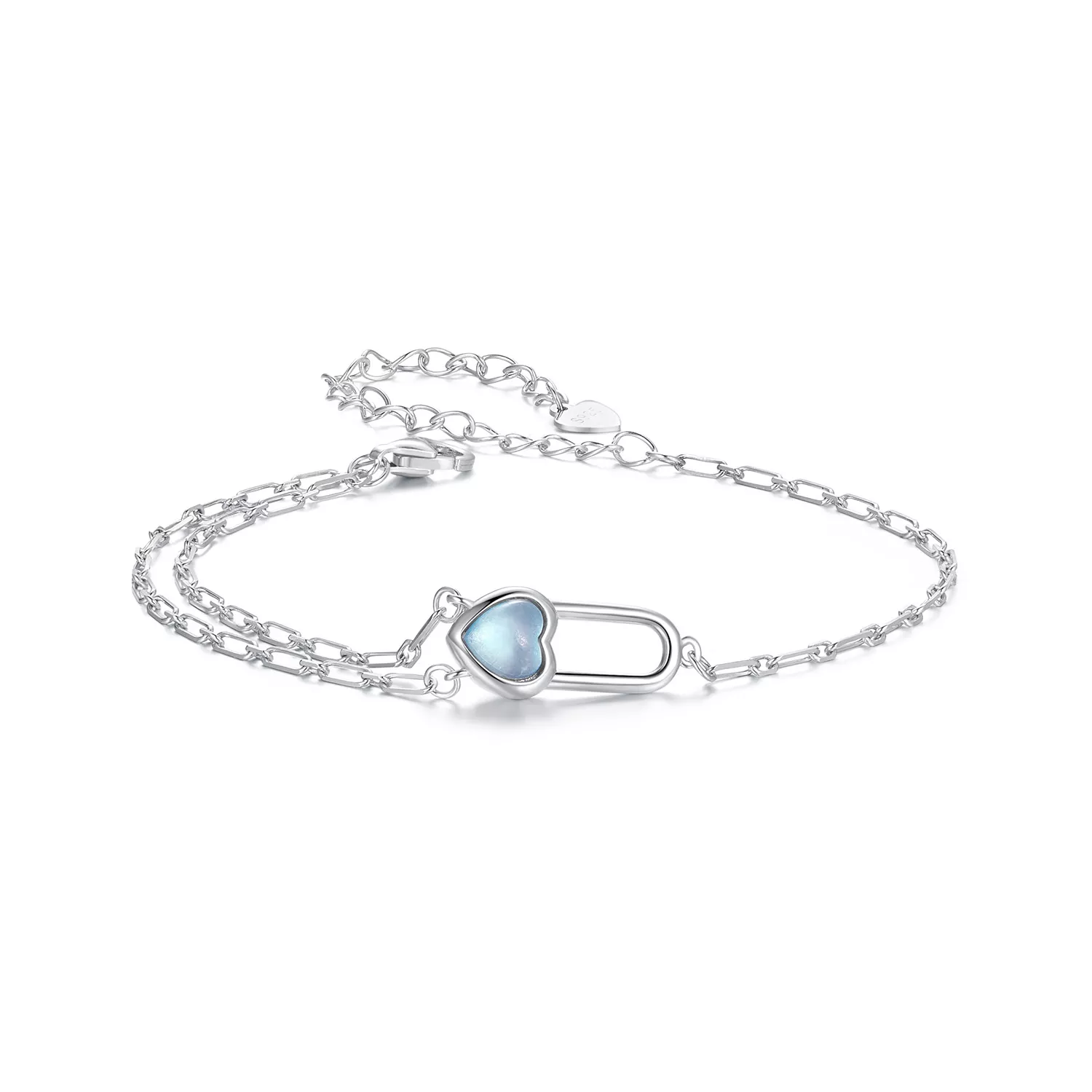 pandora stijl natuurlijke aquamarijn armband bsb191