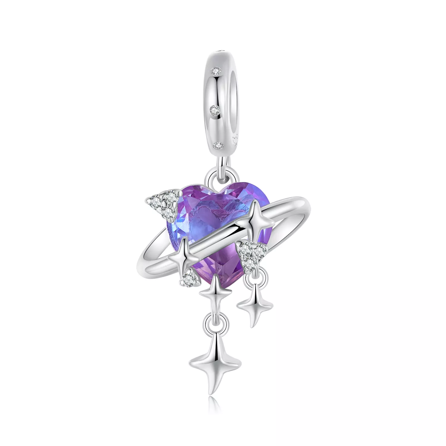pandora stijl paars en roze gradiënt sterrenhemel hanger scc2825