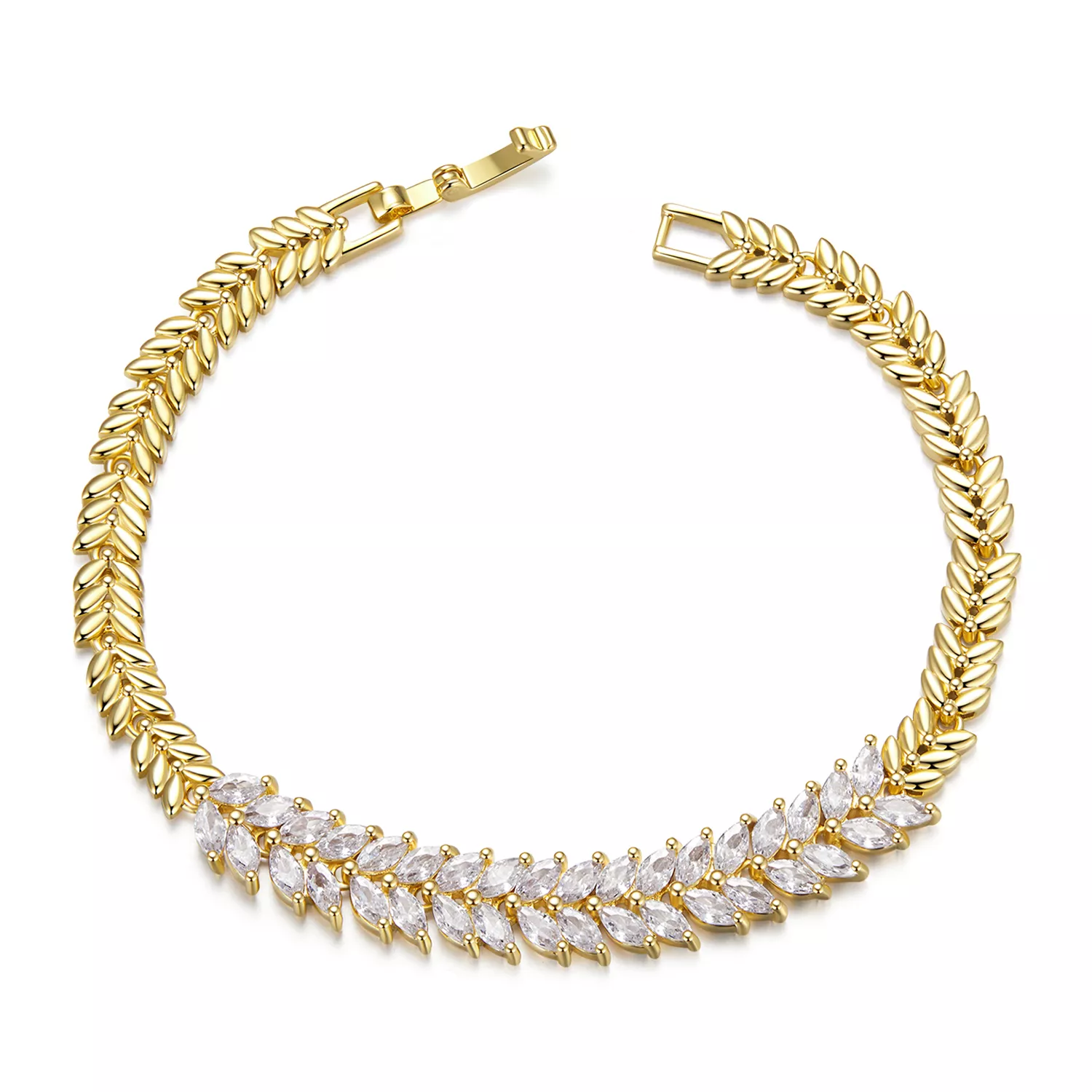 pandora stijl sprankelende blad armband yib067 b