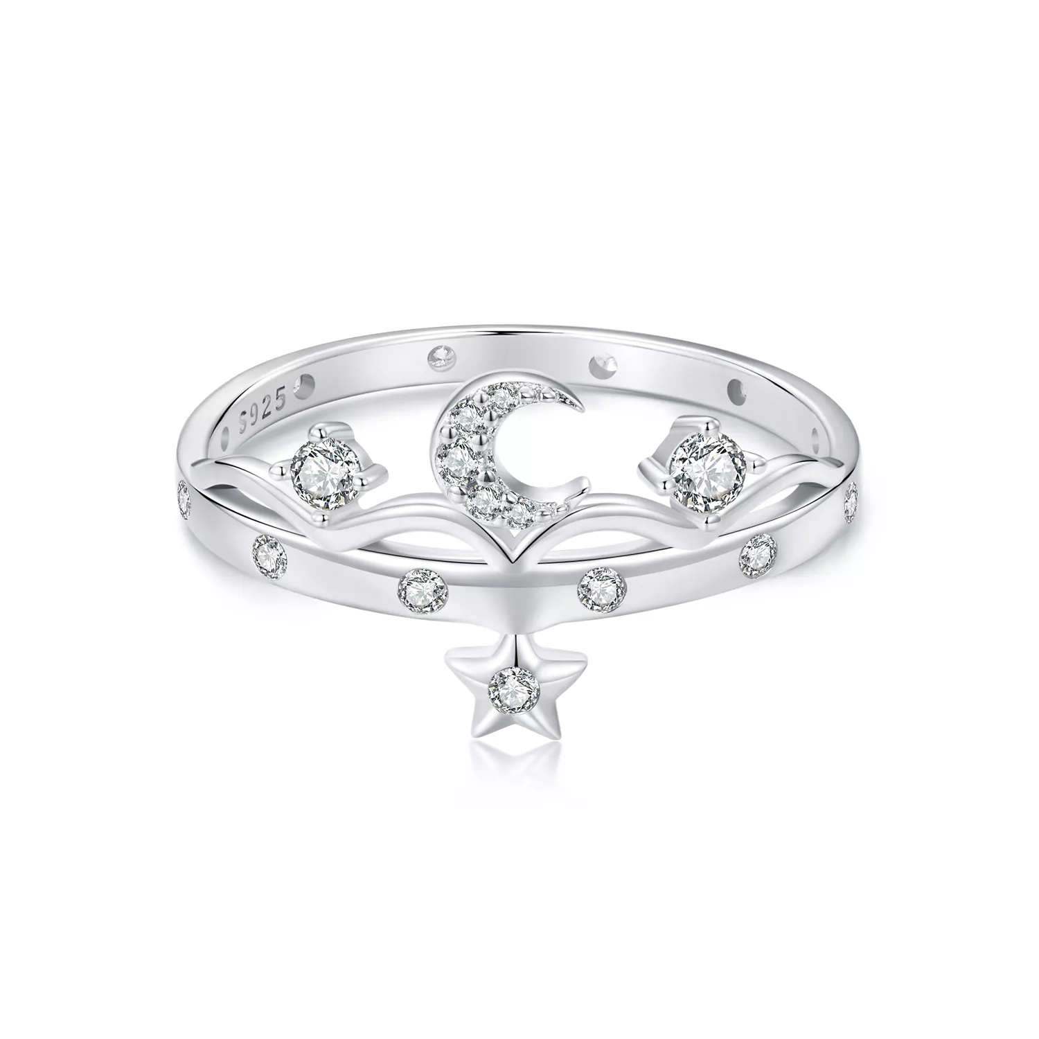 pandora stijl ster en maan ring scr1046