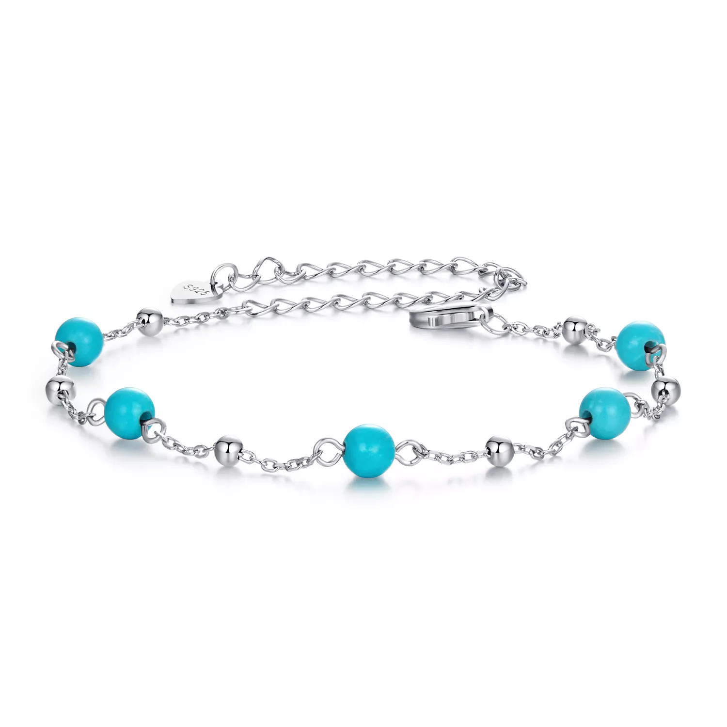 pandora stijl turquoise armband bsb197