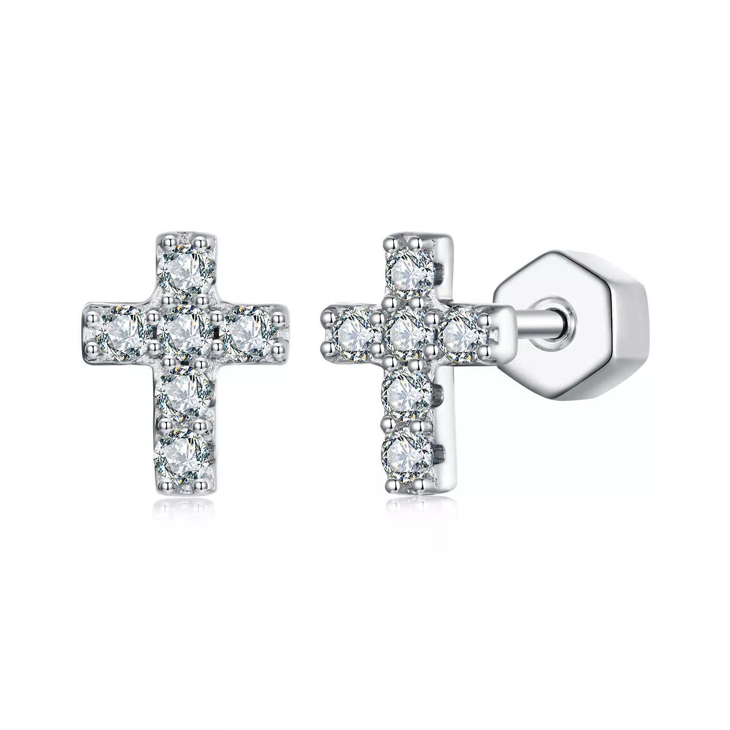pandora style cross oorbellen één certificaat mse070