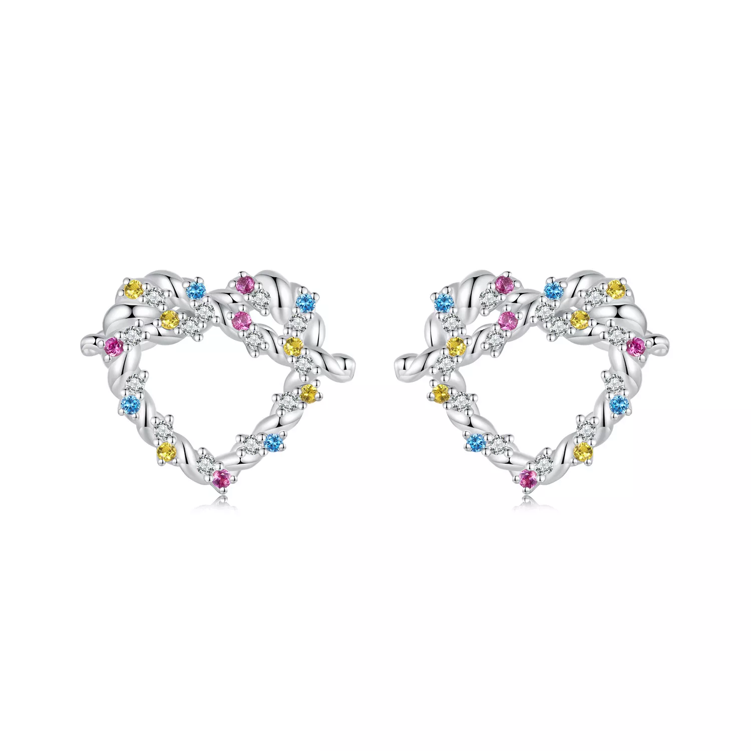 pandora style heart twist oorbellen sce1776