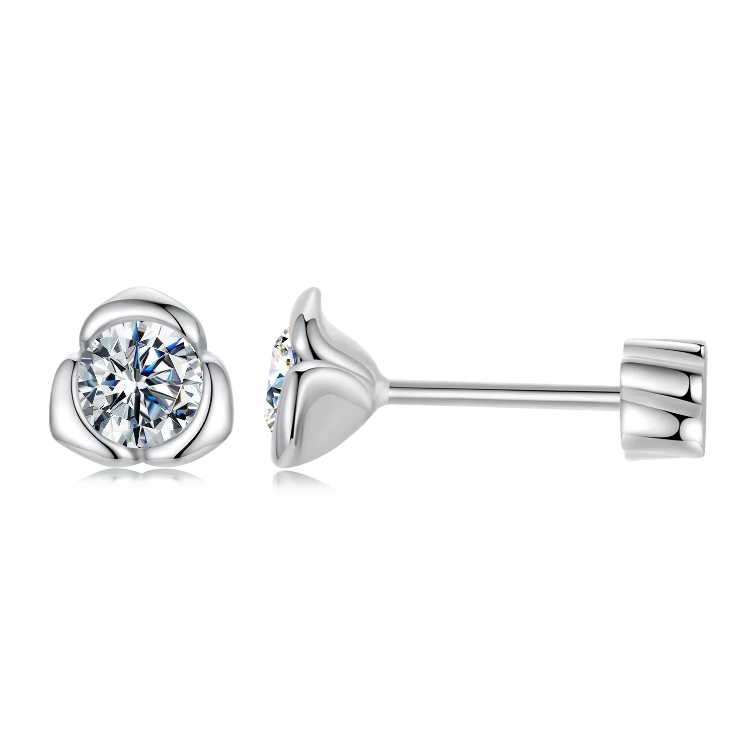 pandora style moissanite rose oorbellen met één certificaat mse071