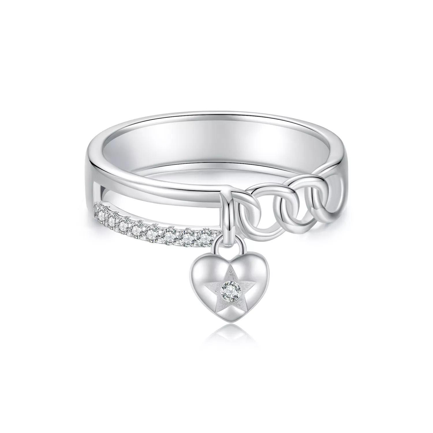 pandora stijl hartvormige dubbele kettingring bsr572