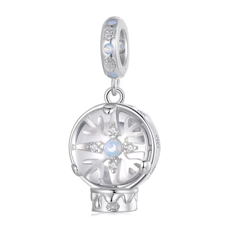 pandora stijl kerst sneeuwvlok kristallen bol hanger scc2917