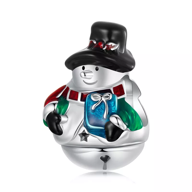pandora stijl kerstbel sneeuwpop kralen scc2913