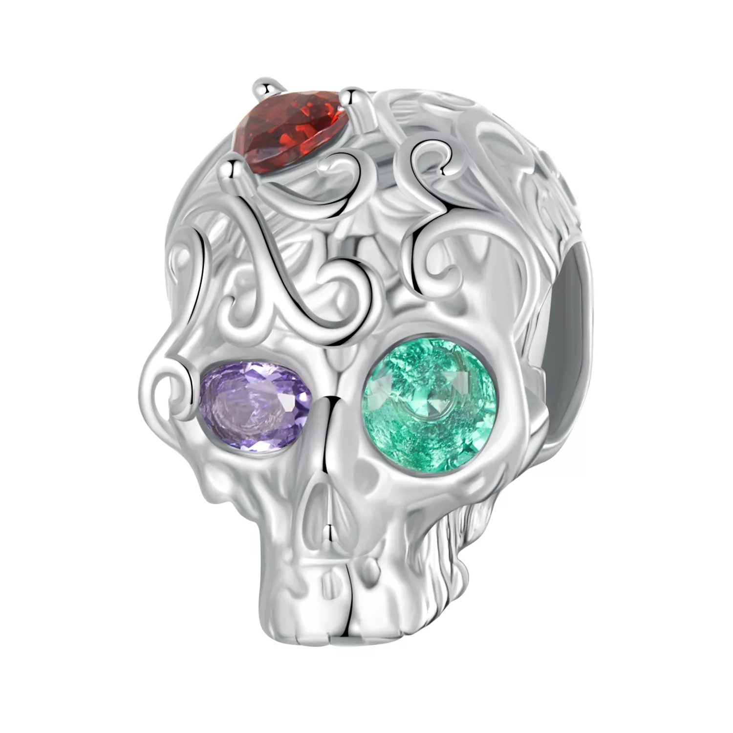 pandora stijl schedel met bloemenpatroon scc2893